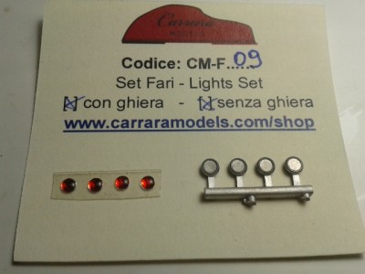 CM-F09 n° 4 Fari di 2,8 mm con ghiera diametro 3,8 mm rosso